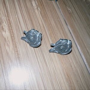 Vintage Silver dog Boston terrier Earrings